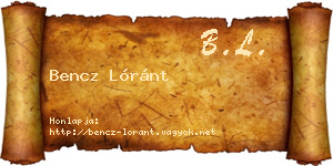 Bencz Lóránt névjegykártya